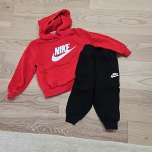 Nike Kids Red Sweatshirt and Black Joggers